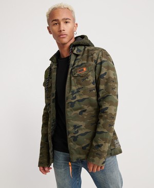 Superdry Icon Military Storm Hooded Ing Férfi Kapucnis Pulóver Zöld/Camo | PWTKV1789